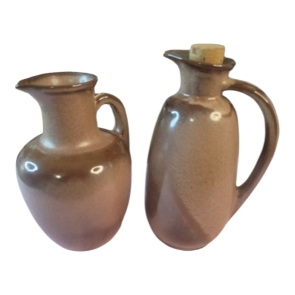 Brown Ceramic Pitcher Set Frankoma Vintage